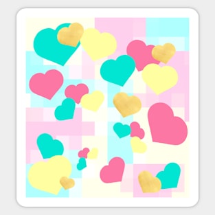 Hearts pastel gold Sticker